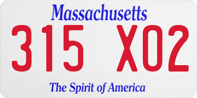 MA license plate 315XO2