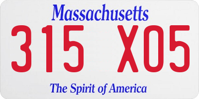 MA license plate 315XO5