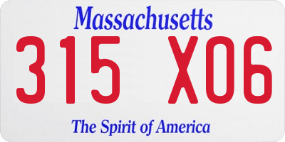 MA license plate 315XO6