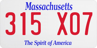 MA license plate 315XO7
