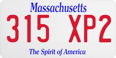MA license plate 315XP2