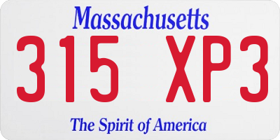 MA license plate 315XP3