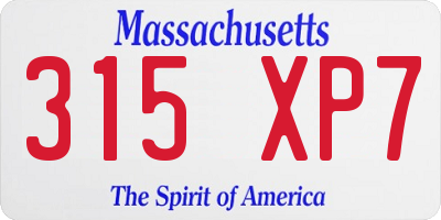 MA license plate 315XP7