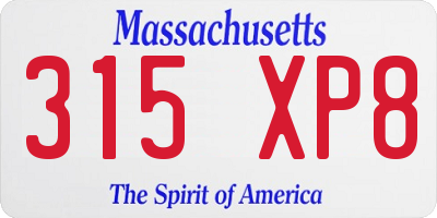MA license plate 315XP8