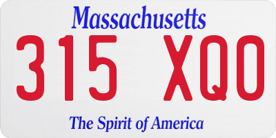MA license plate 315XQ0