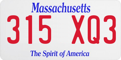 MA license plate 315XQ3