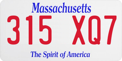 MA license plate 315XQ7