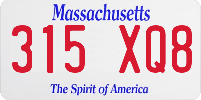 MA license plate 315XQ8