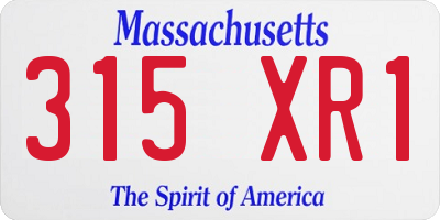 MA license plate 315XR1