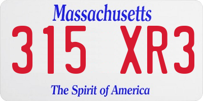 MA license plate 315XR3