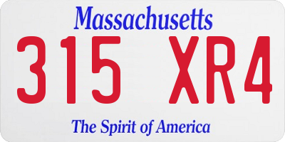 MA license plate 315XR4