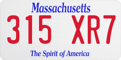 MA license plate 315XR7