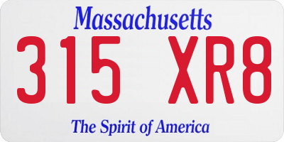 MA license plate 315XR8