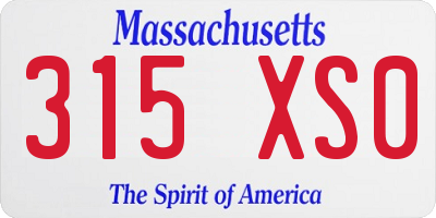 MA license plate 315XS0