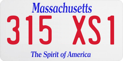 MA license plate 315XS1