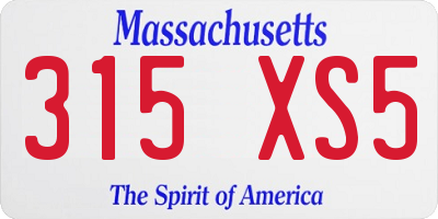 MA license plate 315XS5