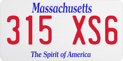 MA license plate 315XS6