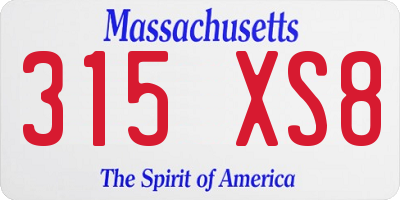 MA license plate 315XS8