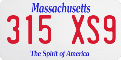 MA license plate 315XS9