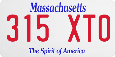 MA license plate 315XT0