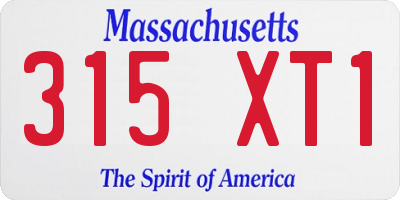 MA license plate 315XT1