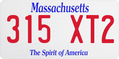 MA license plate 315XT2