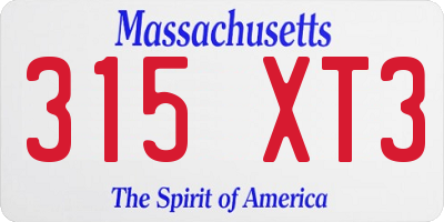 MA license plate 315XT3