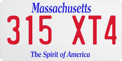 MA license plate 315XT4