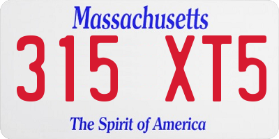MA license plate 315XT5