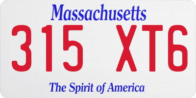 MA license plate 315XT6