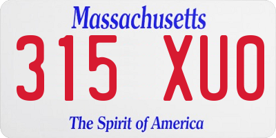 MA license plate 315XU0