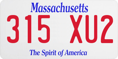 MA license plate 315XU2