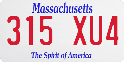 MA license plate 315XU4
