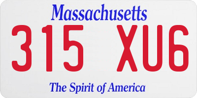 MA license plate 315XU6
