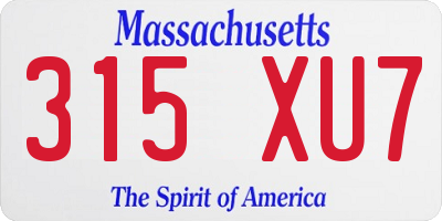 MA license plate 315XU7