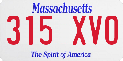 MA license plate 315XV0