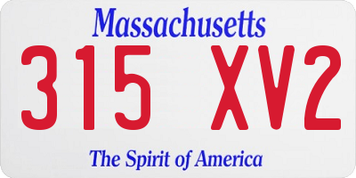 MA license plate 315XV2