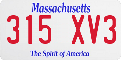 MA license plate 315XV3