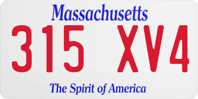 MA license plate 315XV4
