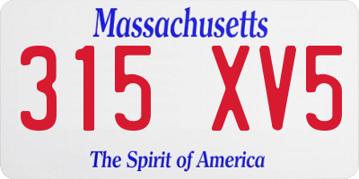 MA license plate 315XV5
