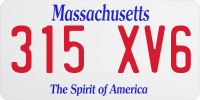 MA license plate 315XV6
