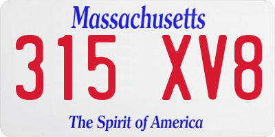 MA license plate 315XV8