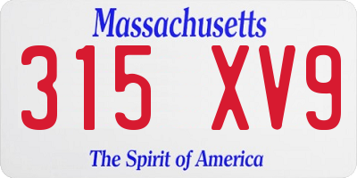 MA license plate 315XV9