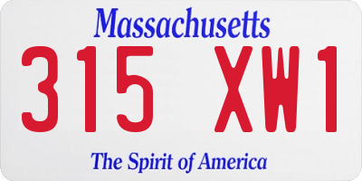 MA license plate 315XW1