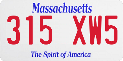 MA license plate 315XW5