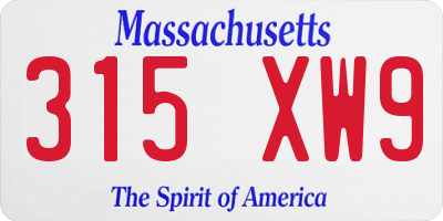 MA license plate 315XW9