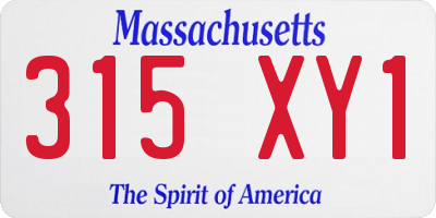 MA license plate 315XY1