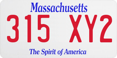 MA license plate 315XY2