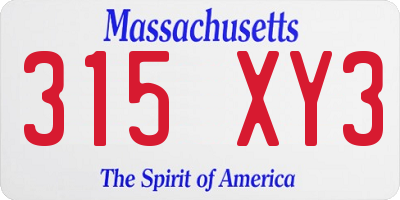 MA license plate 315XY3