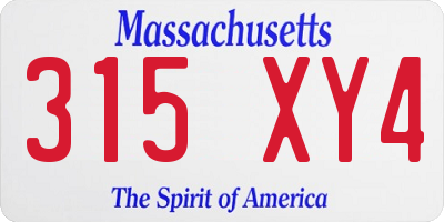 MA license plate 315XY4